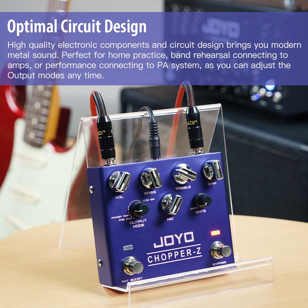 JOYO Distortion Effect Pedal Modern Metal Tone High Gain Amp Simulators All-in-one Pedal with 3 Band EQ for Electric Guitar (CHO
